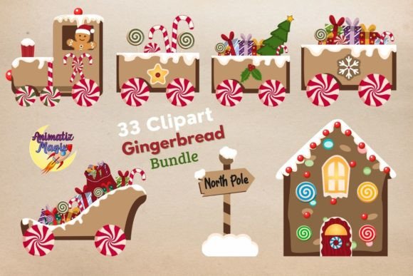 33 Clipart Gingerbread Christmas Train Illustrations