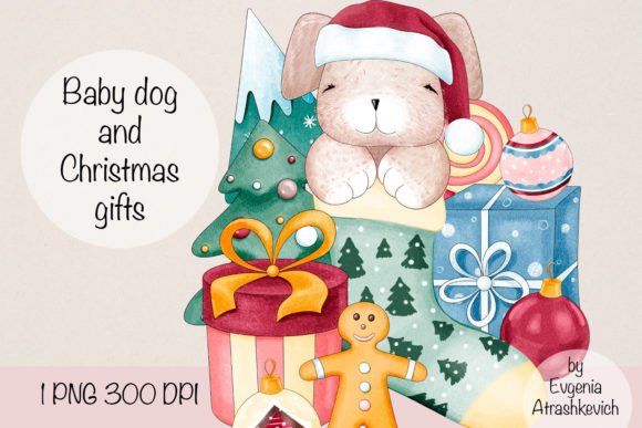 Baby Dog Christmas Gifts Sublimation PNG for Illustrations