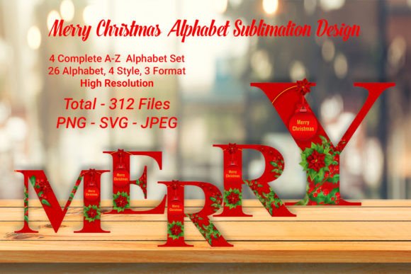 Christmas Alphabet Sublimation Design for Editorial and Web Use