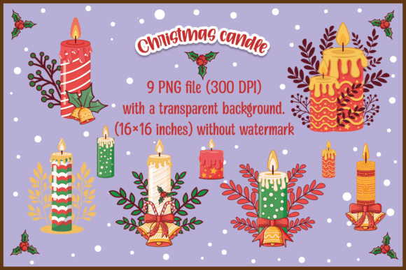 Christmas Candles Png Illustrations for Creative Projects