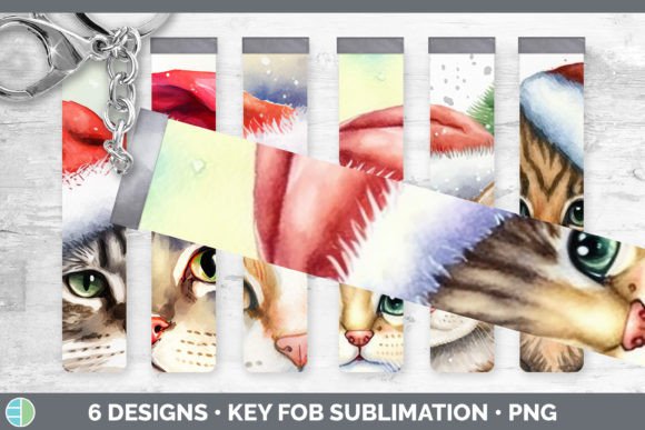 Christmas Cat Key Fob Wristlet Sublima Illustrations