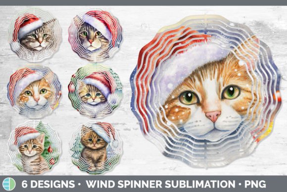 Christmas Cat Painted Wind Spinner Sub Illustrations