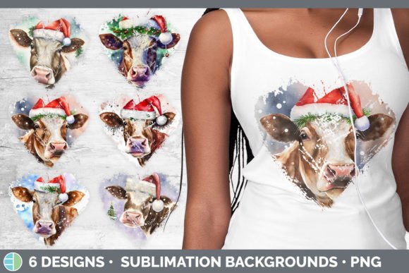 Christmas Cow Heart Distressed Clipart for Local Branding