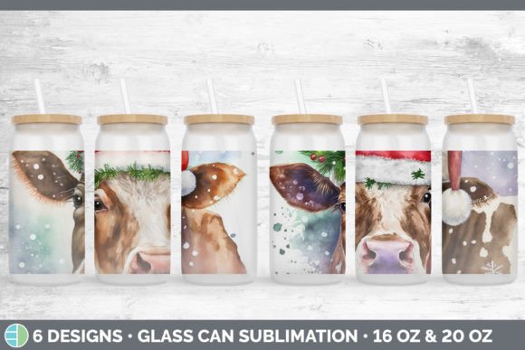 Christmas Cow Illustration for Sublimation Design