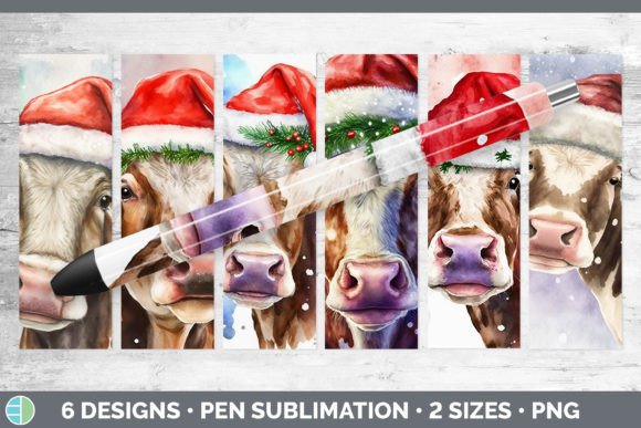 Christmas Cow Pen Wraps Epoxy Sublimat Illustrations