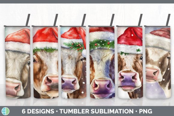 Christmas Cow Tumbler Sublimation Bundle for Illustrations