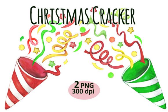 Christmas Cracker Clipart PNG Petard for Branding and Packaging