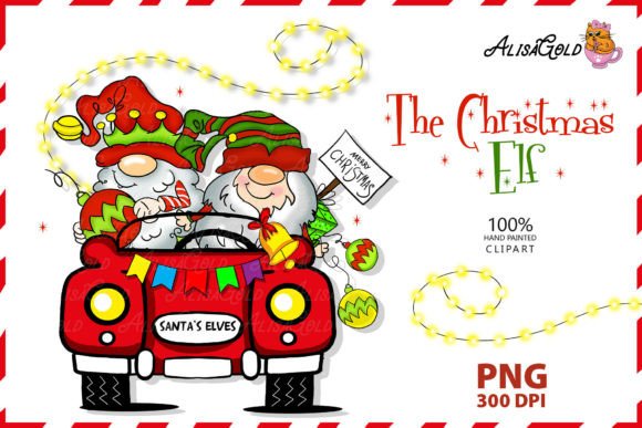 Christmas Dwarfs Elves, Christmas Trees Illustrations