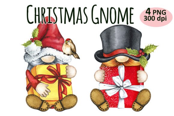 Christmas Gift Gnome Clipart PNG for Illustrations