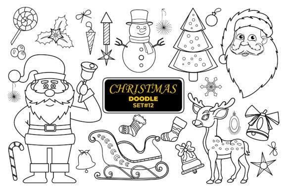 Christmas Hand Drawn Doodle Set-12 Illustrations