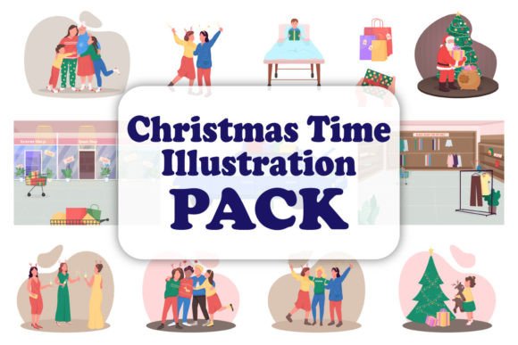 Christmas Holiday Vector Character Set for Illustrations