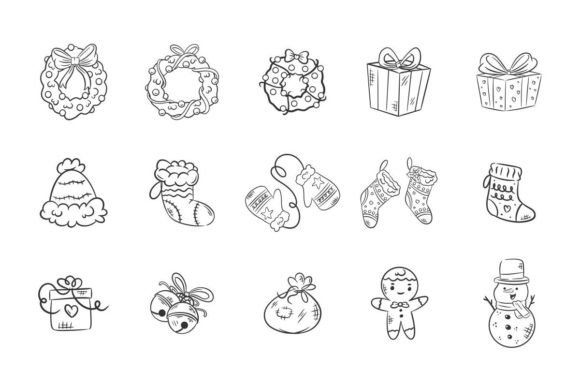 Christmas Icons New Year Decoration Hand for Sellable Illustrations