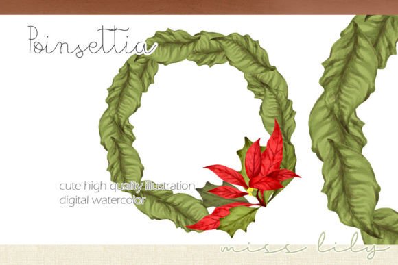 Christmas Poinsettia Wreath Illustration for Branding
