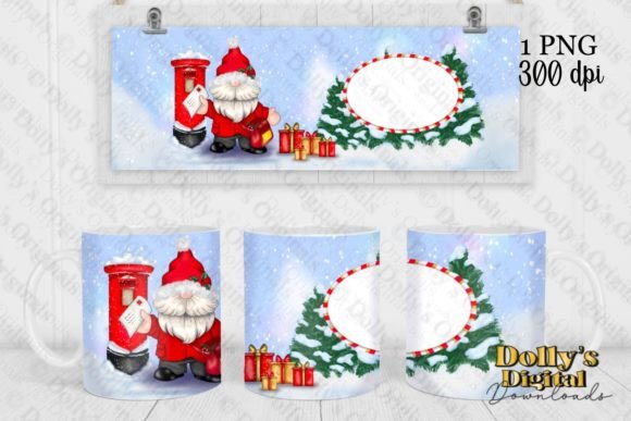 Christmas Postman Gnome Mug Wrap Illustration Review