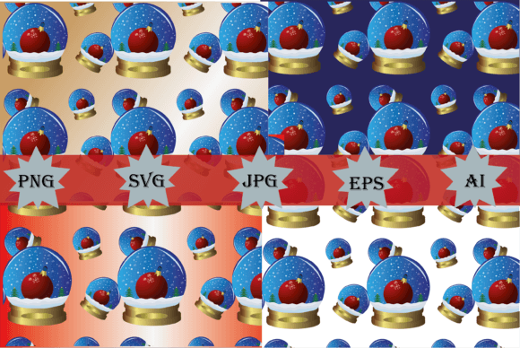 Christmas Snowglobe Pattern Illustrations for Digital Sellers