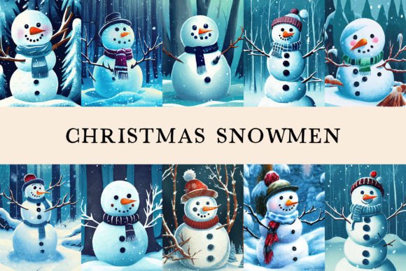 Christmas Snowman Illustrations Set for Festive Branding