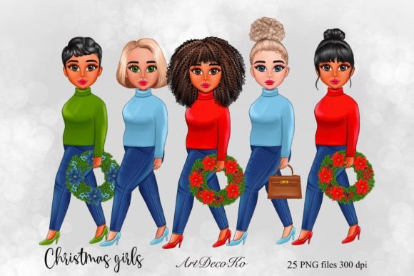Curvy Girl Clipart, Christmas Girl Review for Digital Sellers