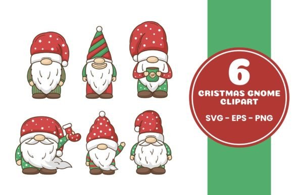 Cute Christmas Gnome Clipart SVG Bundle for Illustrations