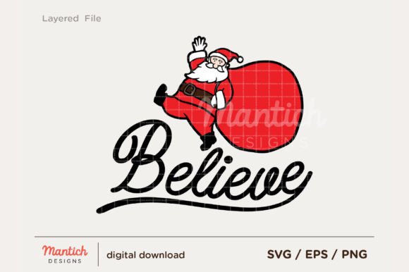 Cute Santa Retro Believe Christmas Svg