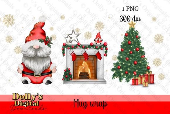 Gnome for Christmas Santa Mug Wrap Illustrations