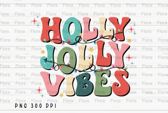 Holly Jolly Vibes Retro Christmas PNG Illustrations