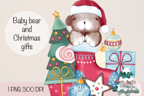 Little Bear Christmas Gifts Sublimation for Illustrations