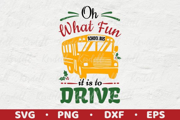 Oh What Fun, School Bus Driver Christmas Illustration