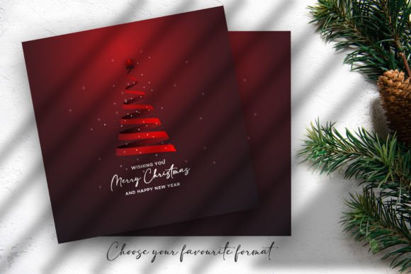 Red Ribbon Christmas Card Illustrations