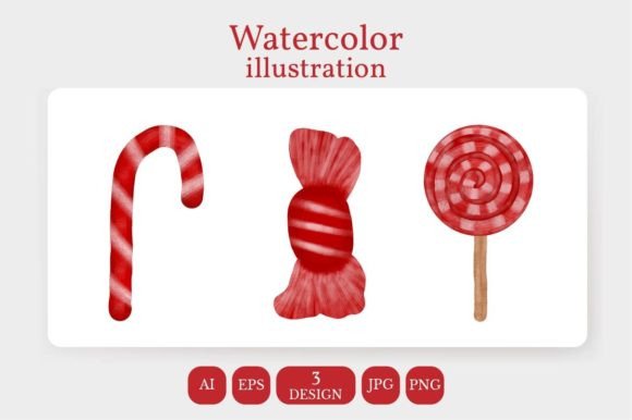 Watercolor Christmas Sweets Illustrations for Local Branding