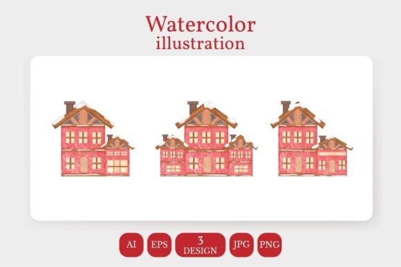Watercolor Illustration Christmas House Review